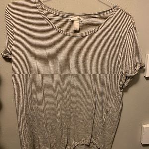 h&m pinned sleeve striped tee